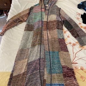 Hooded cardigan duster